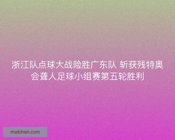浙江队点球大战险胜广东队 斩获残特奥会聋人足球小组赛第五轮胜利