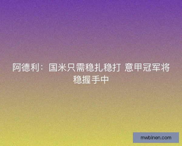 阿德利:国米只需稳扎稳打 意甲冠军将稳握手中 阿德利:国米只需稳扎稳打 意甲冠军将稳握手中