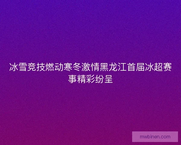 冰雪竞技燃动寒冬激情黑龙江首届冰超赛事精彩纷呈